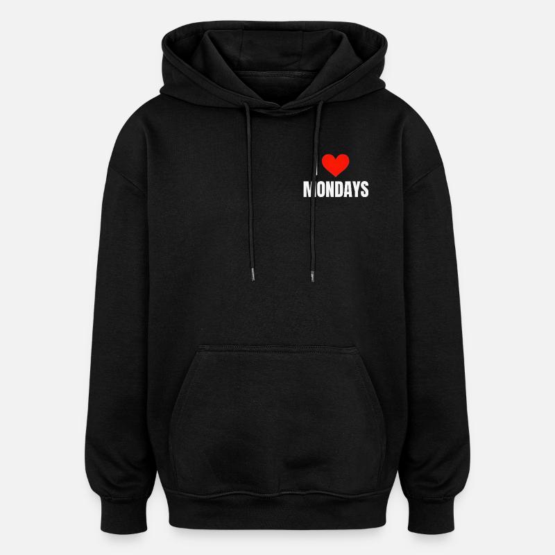 I ❤️ Lundis - Sweat à capuche oversize unisexe - noir