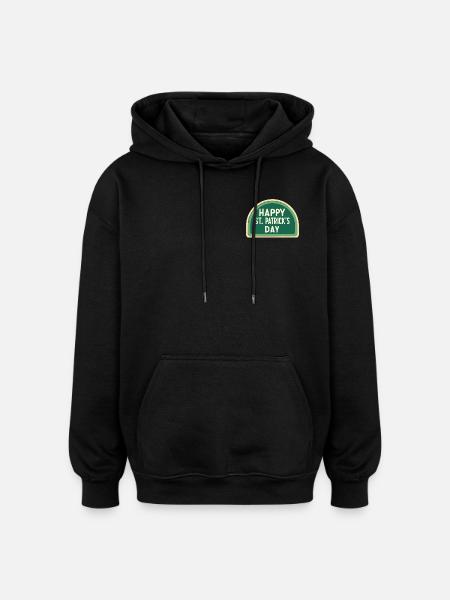 Jour Saint-Patrick Vert Badge - Sweat à capuche oversize unisexe - noir