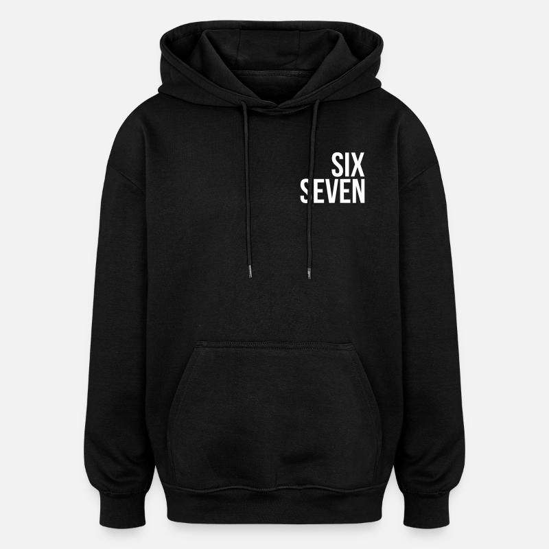 67 "six seven" text - Oversized Unisex Hoodie - black