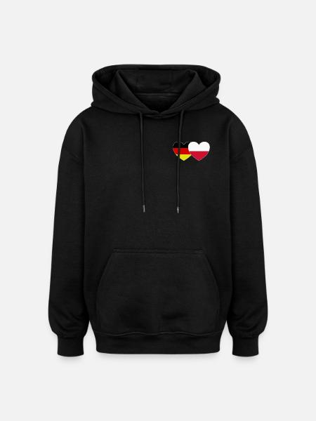 Germany Poland Flag Heart - Oversized Unisex Hoodie - black