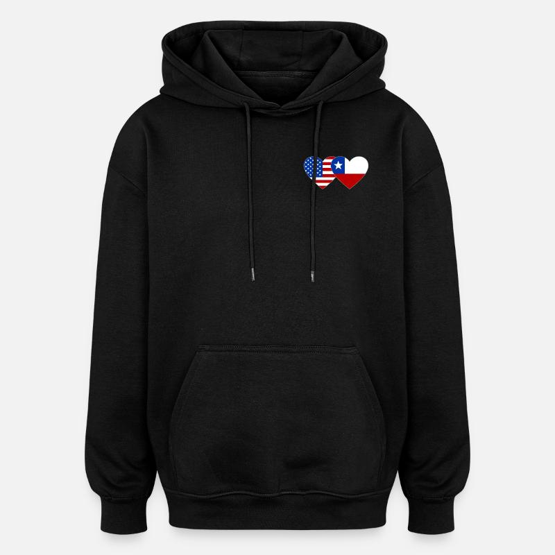 États-Unis Chili Drapeau Coeur - Sweat à capuche oversize unisexe - noir