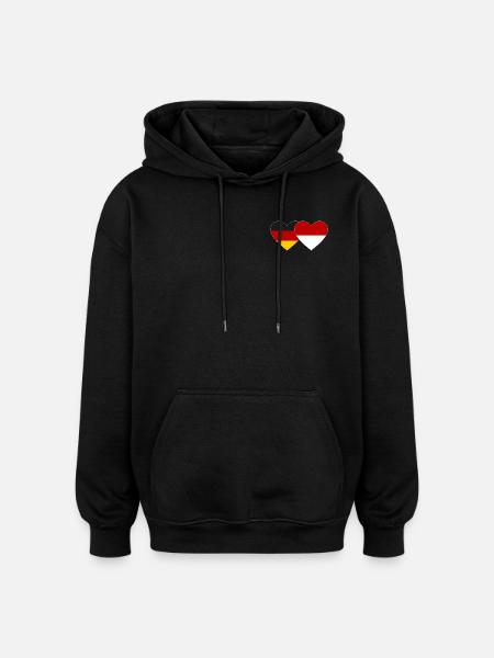 Germany Monaco Flag Heart - Oversized Unisex Hoodie - black