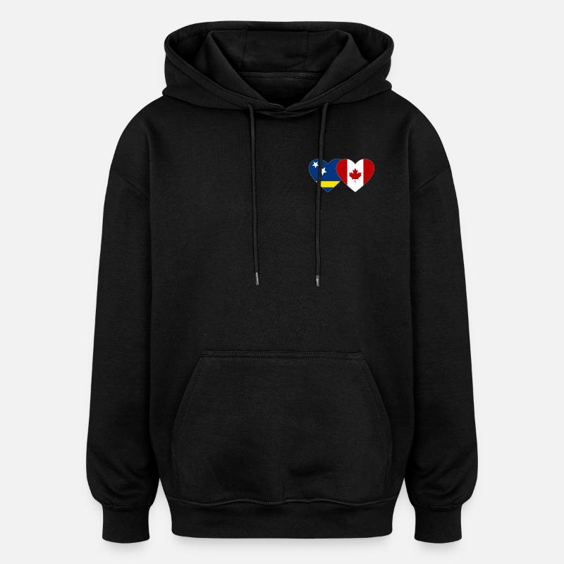 Curacao Canada Flag Heart - Oversized Unisex Hoodie - black