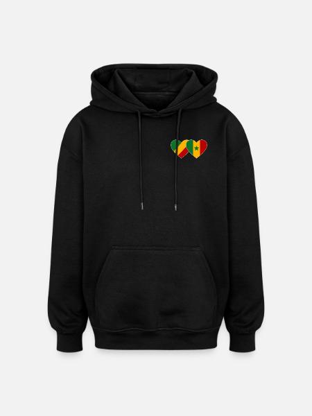 Kongo_Senegal_Flagge_Herz - Sweat à capuche oversize unisexe - noir