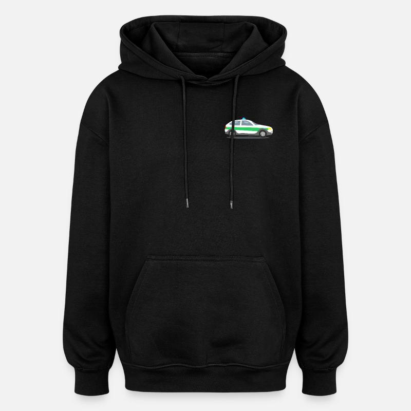 Voiture avec des feux bleus - Sweat à capuche oversize unisexe - noir