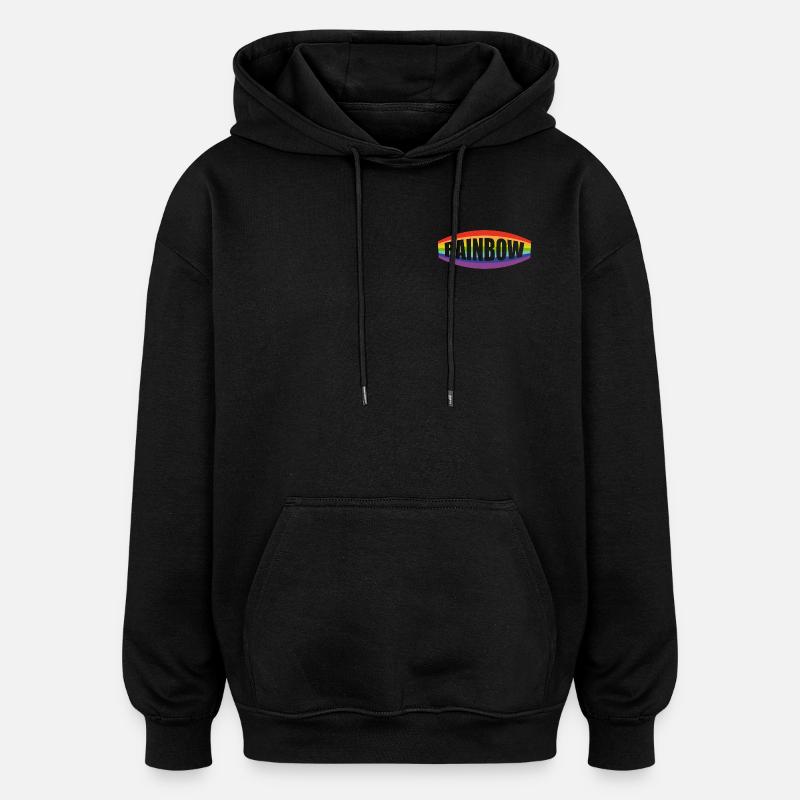 Lettrage arc-en-ciel Pochette - Sweat à capuche oversize unisexe - noir