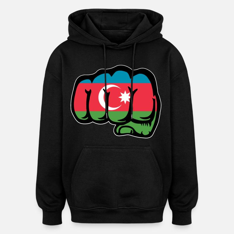Aserbaidschan Flagge Faust Hand - Oversized Unisex Hoodie - Schwarz