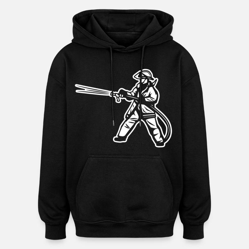 Pompier - Sweat à capuche oversize unisexe - noir