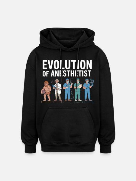 Evolution of Anaesthesiologists Illustration - Oversized Unisex Hoodie - black