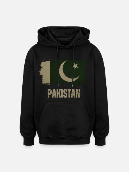 Pakistan Grunge Flag, Pakistani Proud - Oversized Unisex Hoodie - black