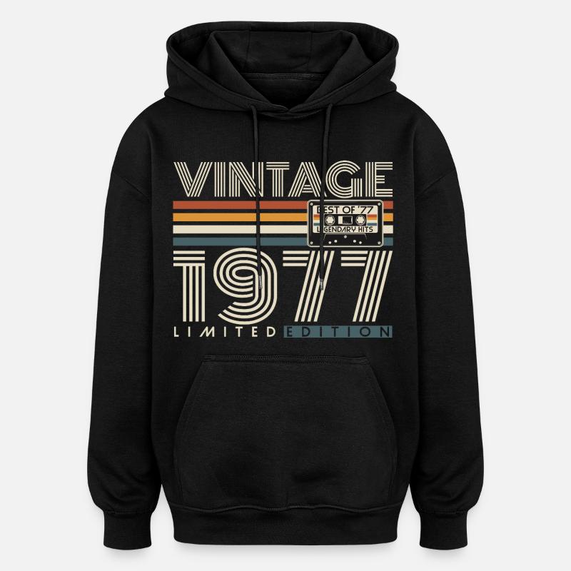 1977 Vintage Vintage Retro Regalo di Compleanno - Felpa con cappuccio unisex oversize - nero