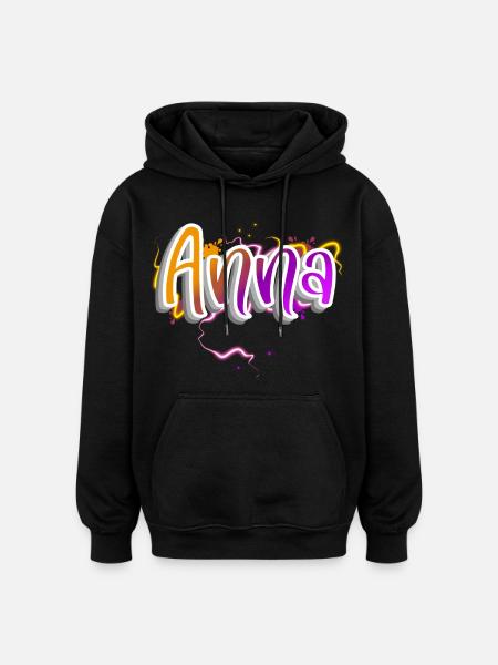 Anna - Sweat à capuche oversize unisexe - noir