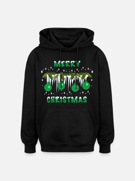 Green Christmas Balls - Oversized Unisex Hoodie - black