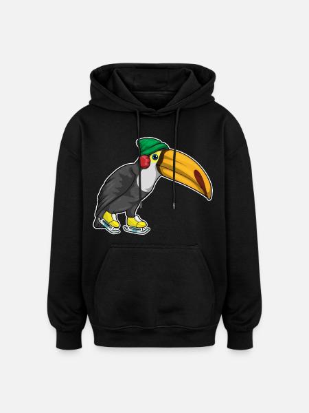 Toucan Ice Skating Skates - Oversized Unisex Hoodie - black