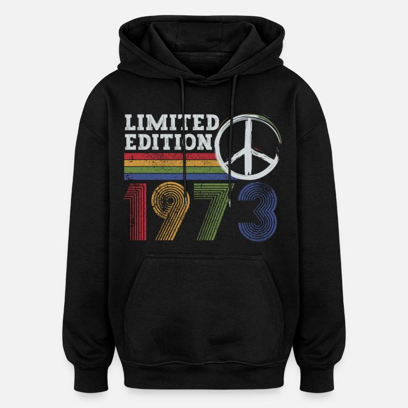 Limitierte Edition Peace 1973 Retro - Oversized Unisex Hoodie - Schwarz