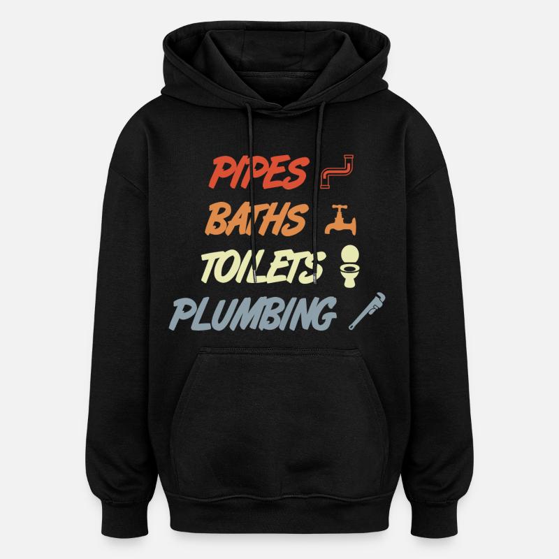 Plomberie - Sweat à capuche oversize unisexe - noir