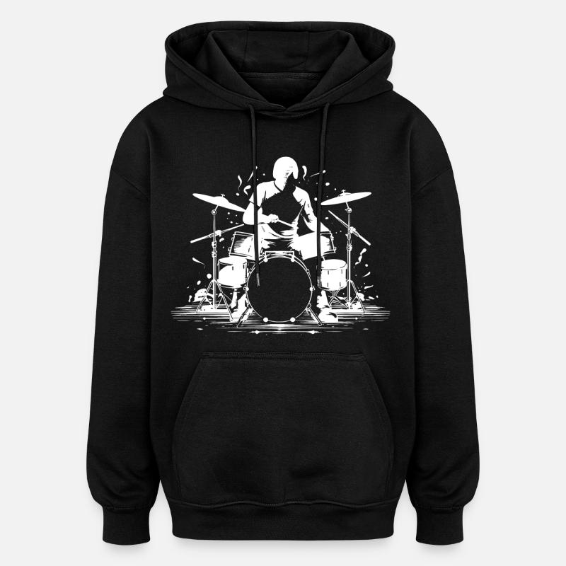 Graphiques Drummer - Sweat à capuche oversize unisexe - noir
