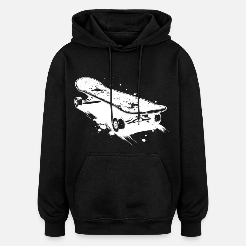 Croquis de planche à roulettes - Sweat à capuche oversize unisexe - noir