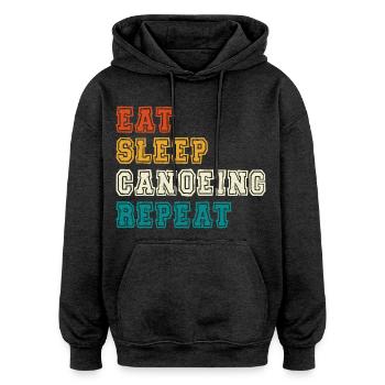 Eat Sleep Canoeing Repeat Farbblock - Oversized Unisex Hoodie - Anthrazit - Vorne - Noah (186cm)