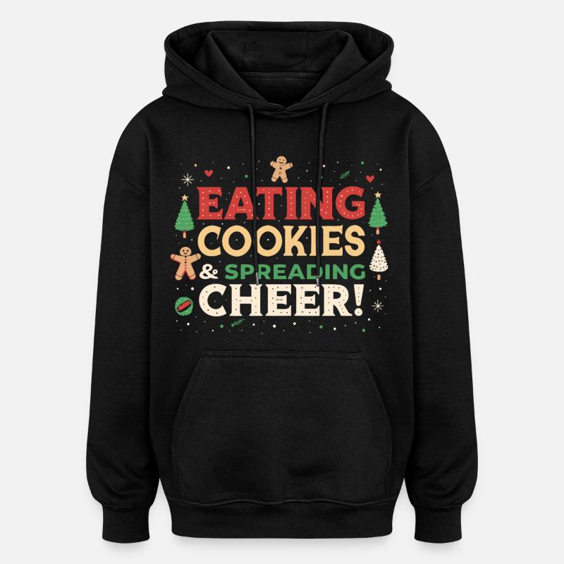 Cookies et Joie Festives - Sweat à capuche oversize unisexe - noir
