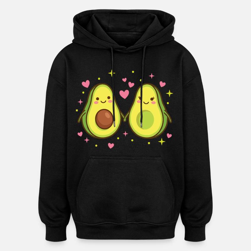 Avocado Love – La moitié parfaite - Sweat à capuche oversize unisexe - noir