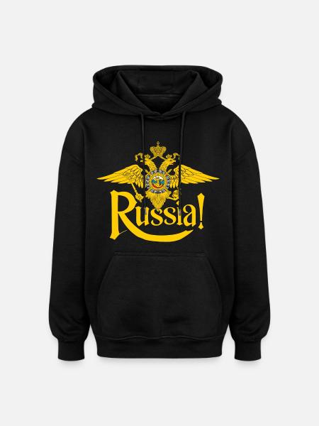 Russe, Russie - Sweat à capuche oversize unisexe - noir