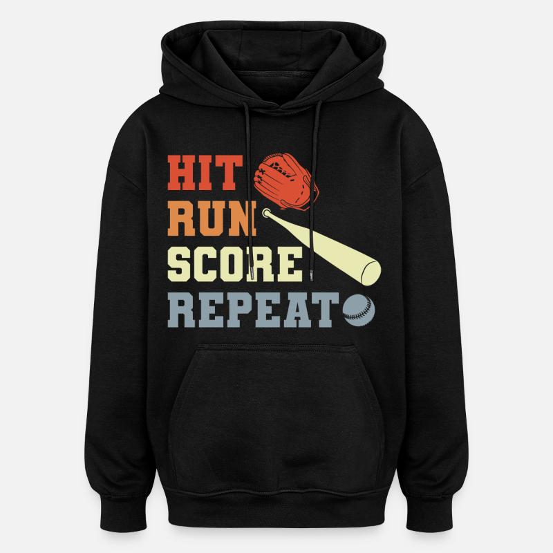 Baseball Slogan - Sweat à capuche oversize unisexe - noir
