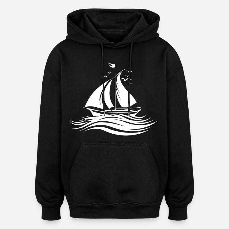 Croquis de navigation - Sweat à capuche oversize unisexe - noir