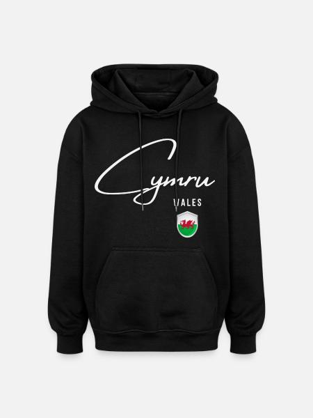 Wales, minimalist sleek design - Oversized Unisex Hoodie - black