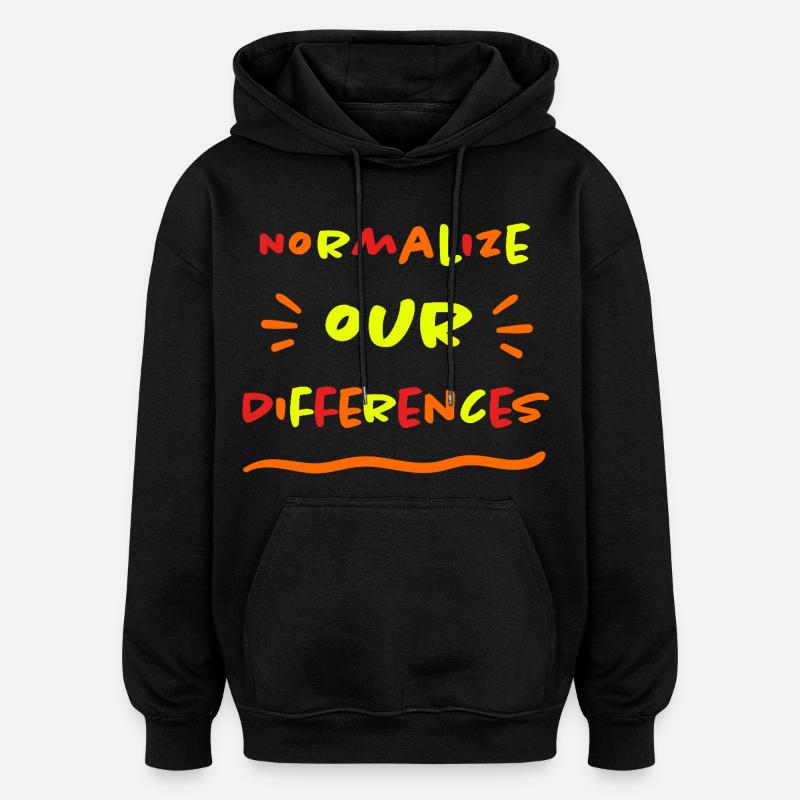 Normalize our Differences - Inclusion - neon - Oversized Unisex Hoodie - black