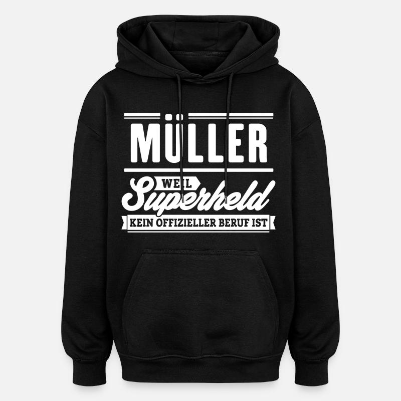Superheld Müller - Oversized Unisex Hoodie - Schwarz