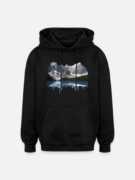 Mountains Low Poly - Oversized Unisex Hoodie - Schwarz