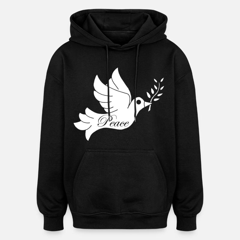 Weißer Vogel des Friedens - Oversized Unisex Hoodie - Schwarz