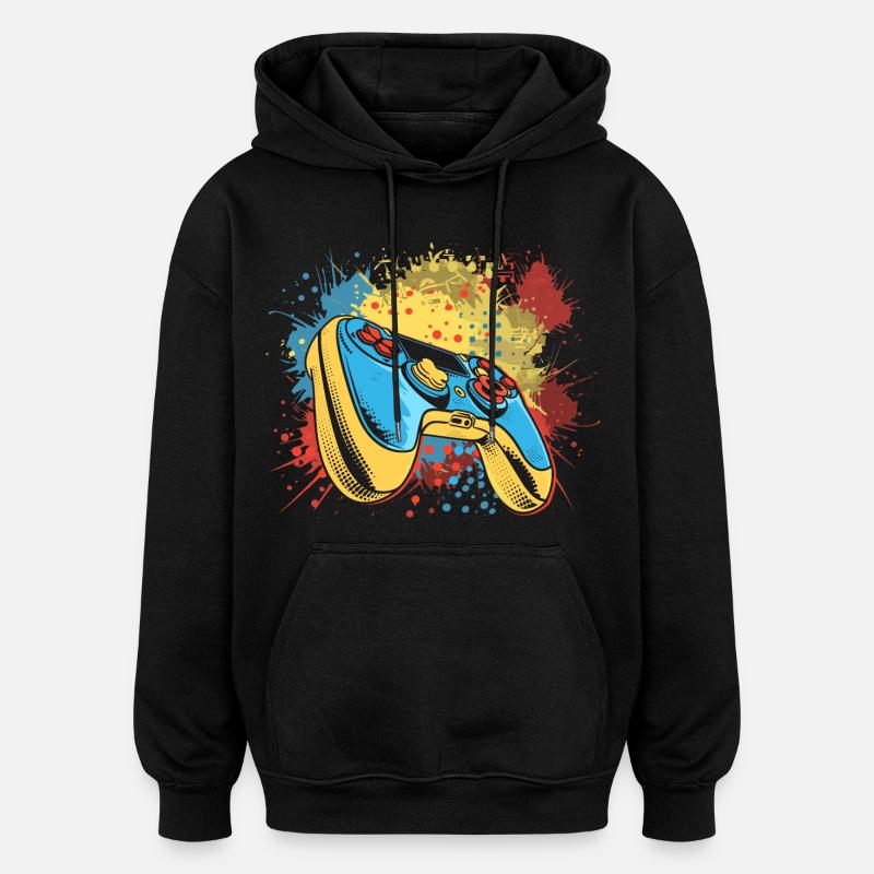 Graffiti de jeu - Sweat à capuche oversize unisexe - noir