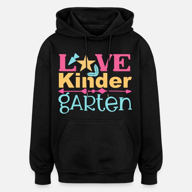 Liebe Kindergarten - Stern und Pfeil - Oversized Unisex Hoodie - Schwarz