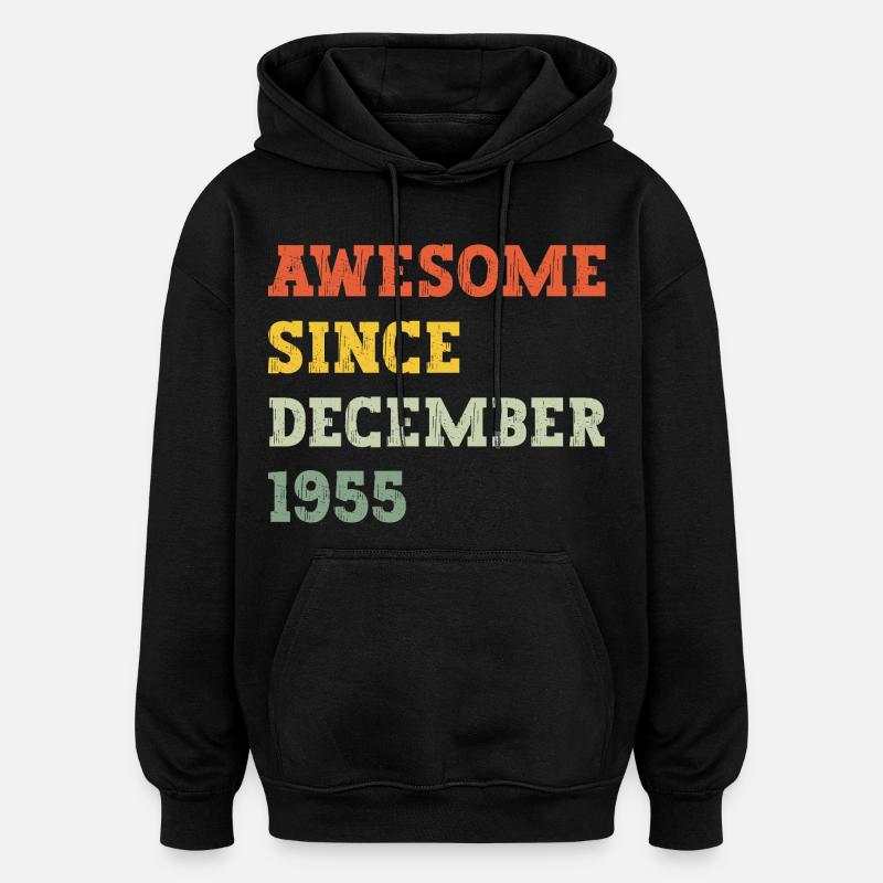 1955 Décembre Cadeau d’anniversaire - Sweat à capuche oversize unisexe - noir