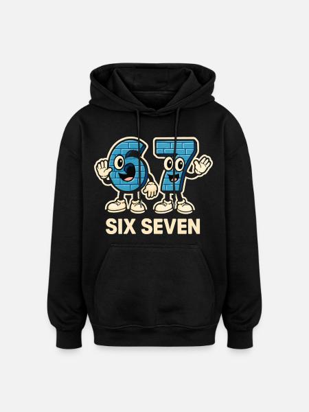 Seks syv memes sjove 6 7 gaveidé - Oversize unisex hoodie - sort
