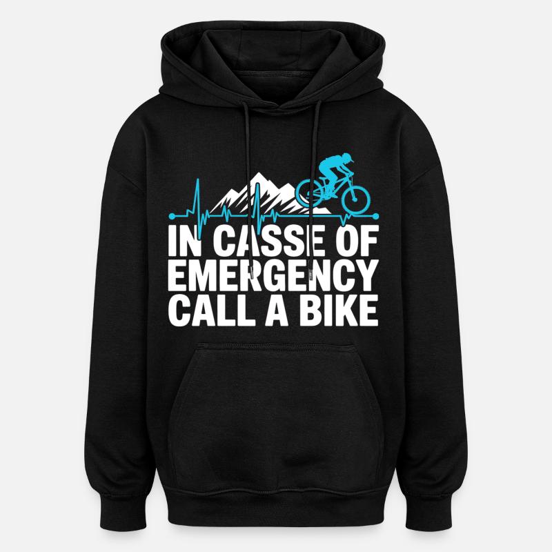 VTT, Descente, Action du cyclisme - Sweat à capuche oversize unisexe - noir