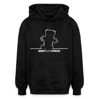 Bernd Das Brot BrotAufStrich Design In Weiß - Oversized Unisex Hoodie - Schwarz - Vorne - Noah (186cm)
