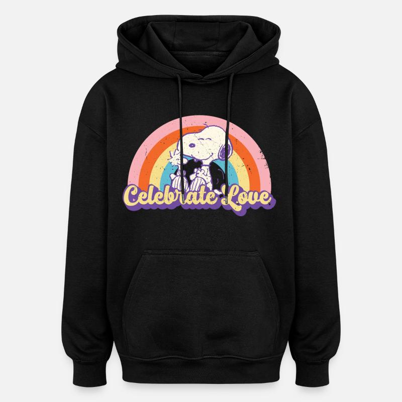 I Peanuts celebrano il design dell'amore con Snoopy - Felpa con cappuccio unisex oversize - nero