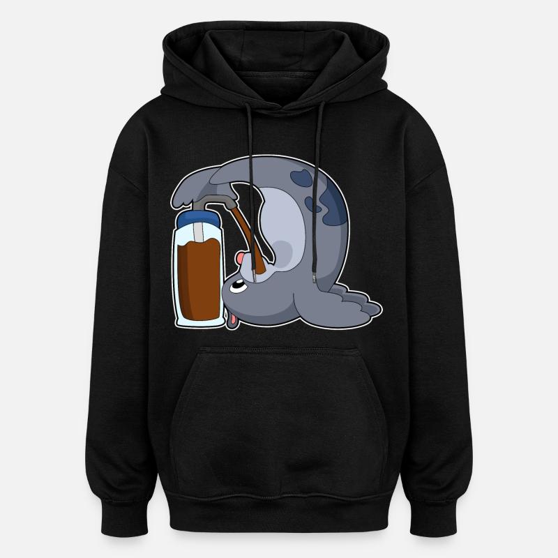Café Seal - Sweat à capuche oversize unisexe - noir
