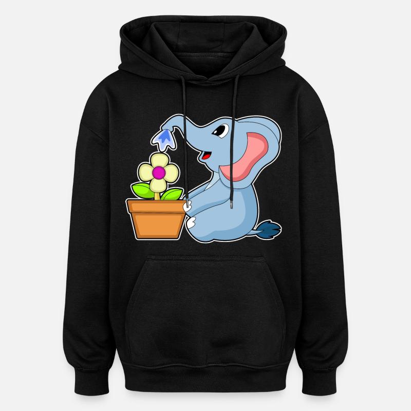Fleur d’éléphant - Sweat à capuche oversize unisexe - noir
