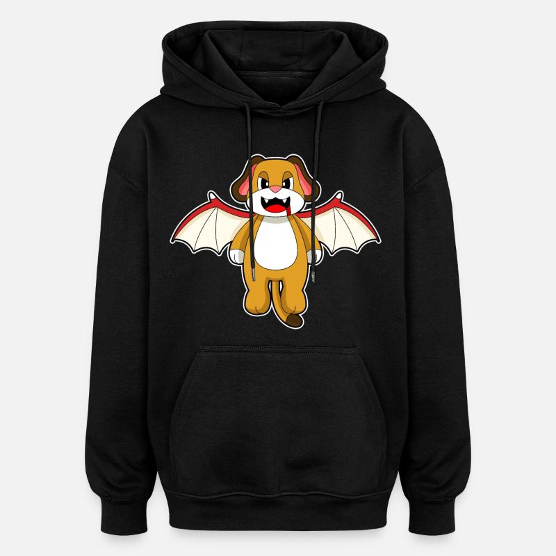 Chien Halloween Bat - Sweat à capuche oversize unisexe - noir
