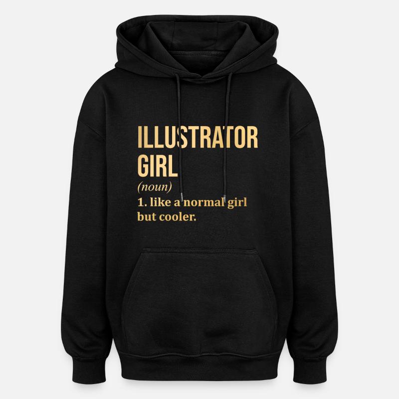 Illustrator - Oversized Unisex Hoodie - Schwarz