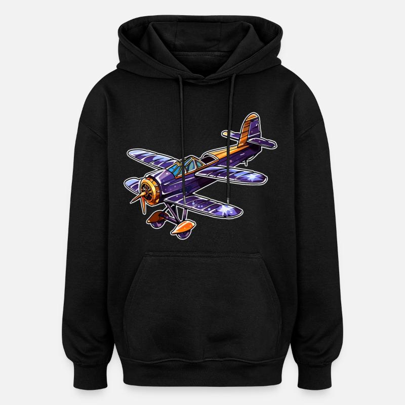 Propeller Plane Comic Look - Oversized Unisex Hoodie - black