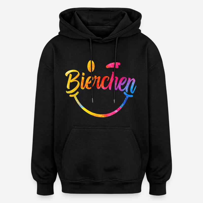 Lettrage arc-en-ciel de la bière - Sweat à capuche oversize unisexe - noir