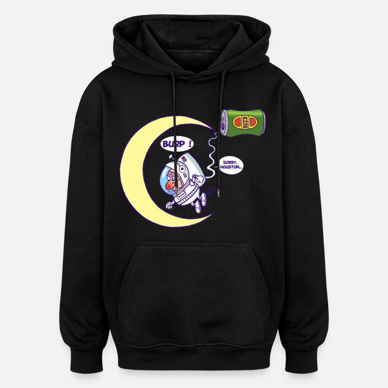 Astronaute et bière - Sweat à capuche oversize unisexe - noir