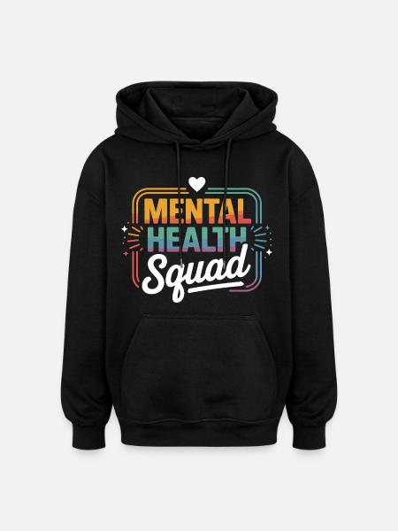 Mental Health Squad Rainbow Tee - Oversized Unisex Hoodie - black