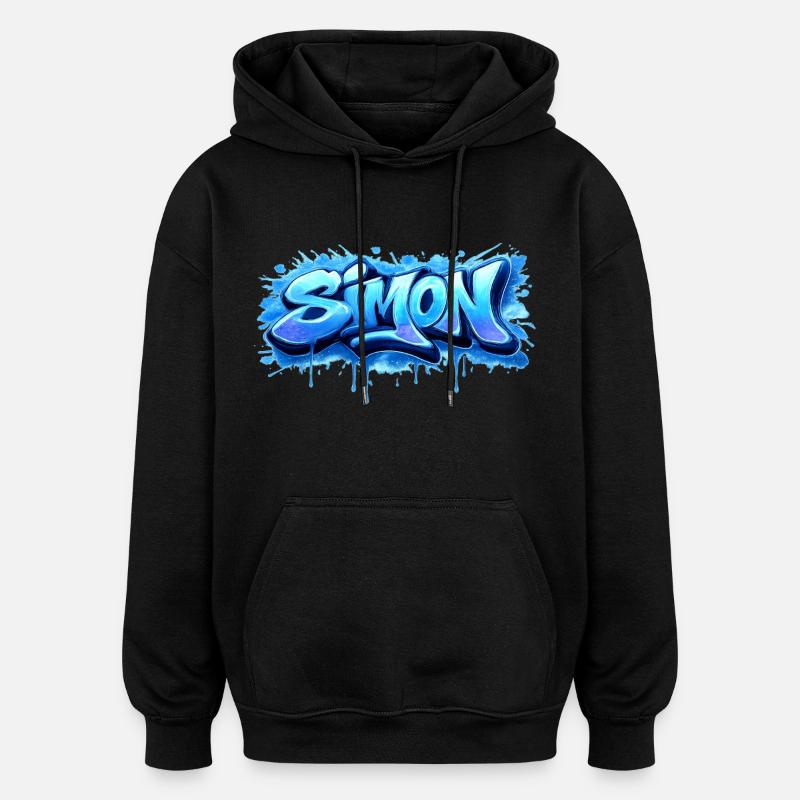 Graffiti  SIMON Prénom cadeau idéal imprimable  - Sweat à capuche oversize unisexe - noir