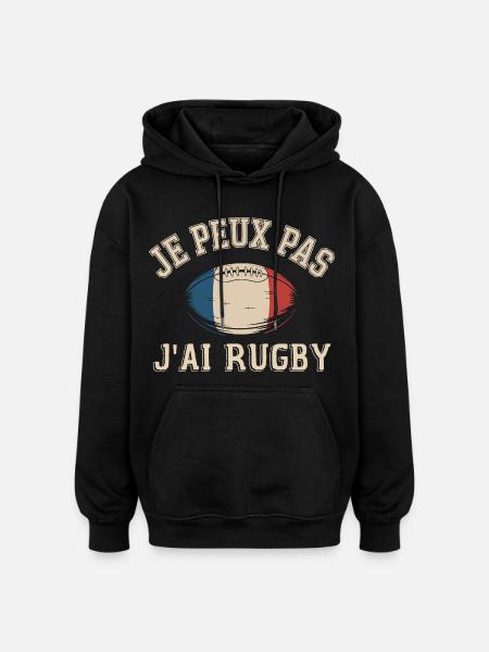 I can't I have rugby - Oversized Unisex Hoodie - black